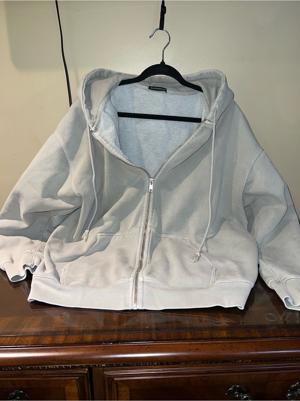 Brandy Melville Gray/Green Hooded Sweatshirt